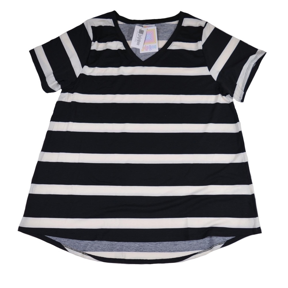 Black and white striped Lularoe christy tee
